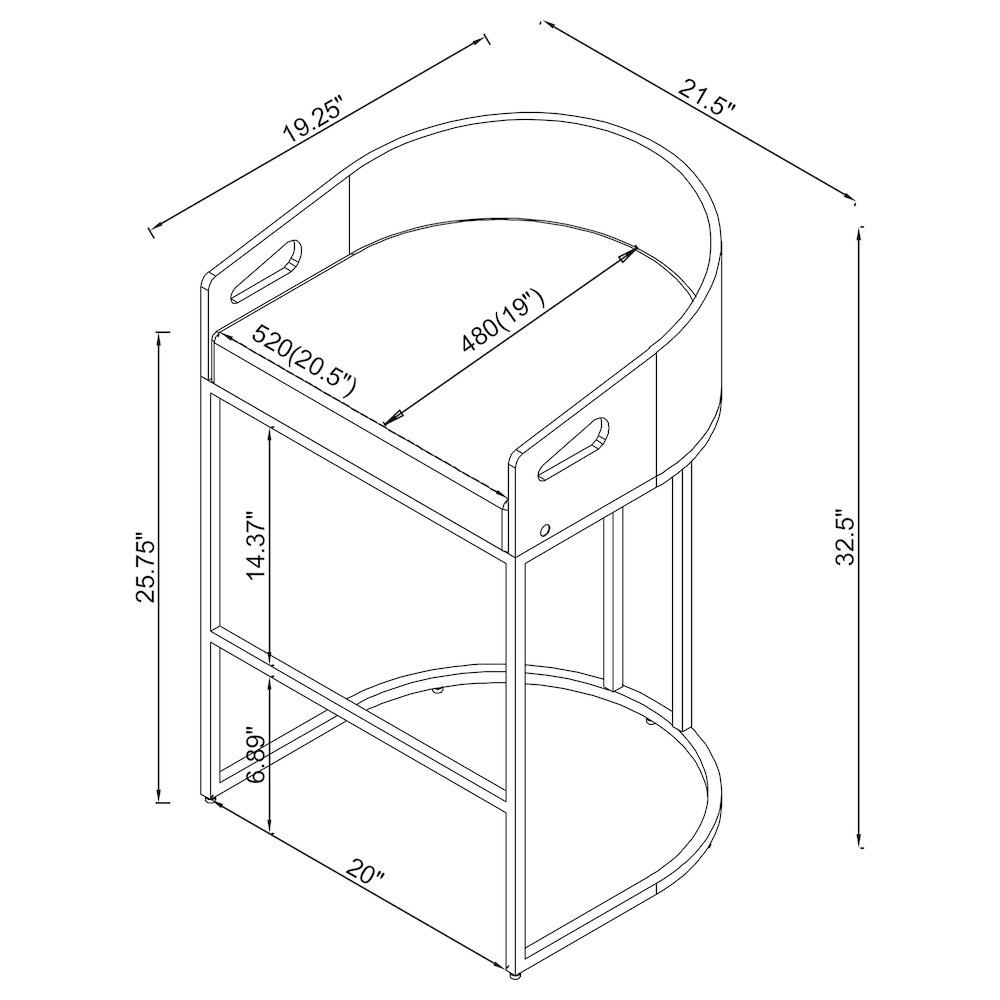 Thermosolis Clear Acrylic Counter Chair Chrome (Set of 2). Picture 14