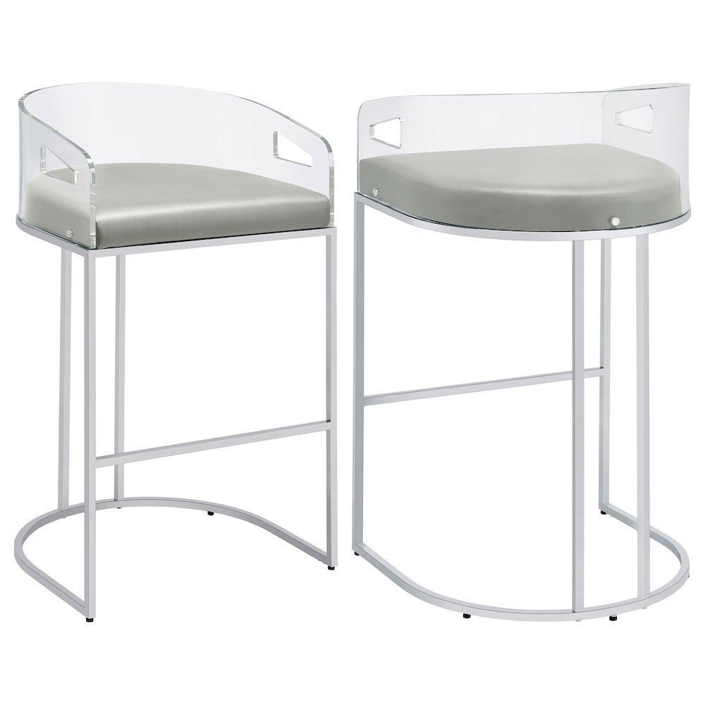 Thermosolis Clear Acrylic Bar Chair Chrome (Set of 2). Picture 1