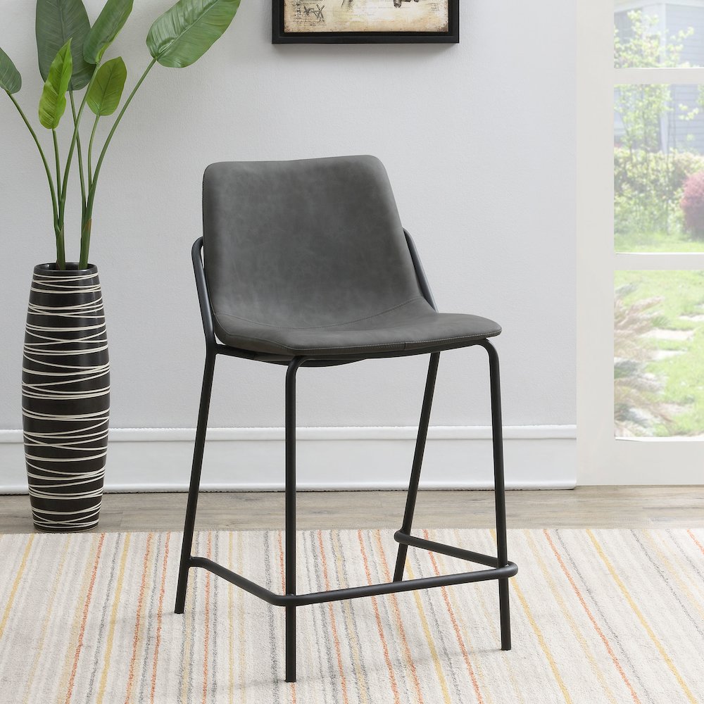 Earnest Upholstered Counter Chair Grey (Set of 2). Picture 11