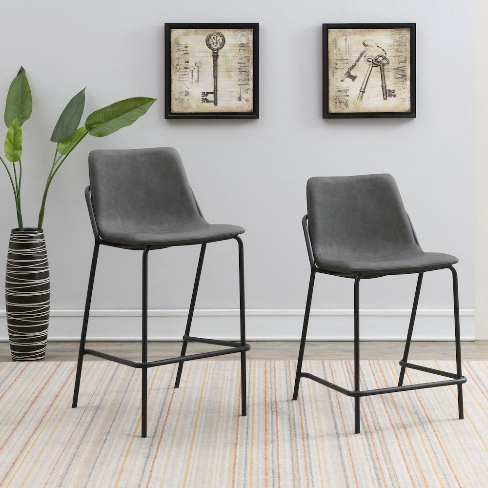 Earnest Upholstered Counter Chair Grey (Set of 2). Picture 13