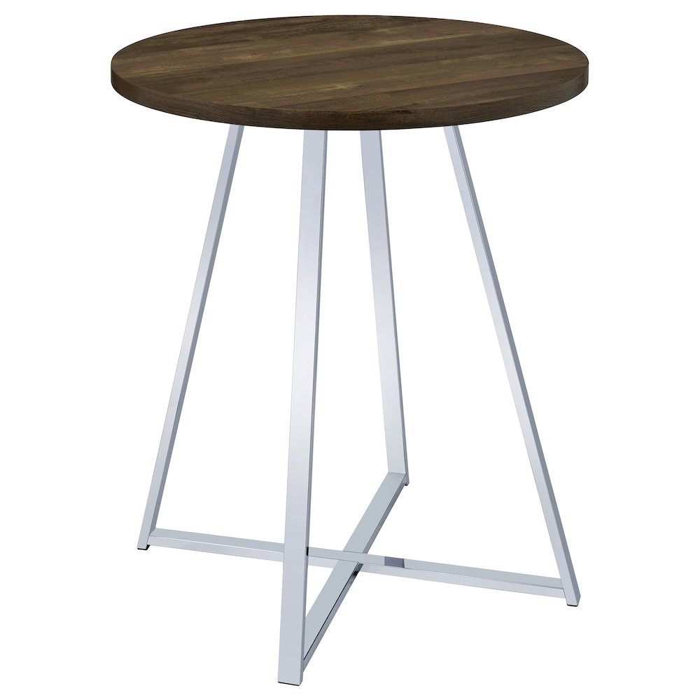 Burkhart Round 35-inch Pub Height Bistro Bar Table Brown Oak. Picture 1