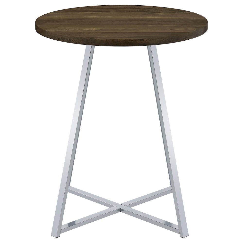 Burkhart Round 35-inch Pub Height Bistro Bar Table Brown Oak. Picture 3