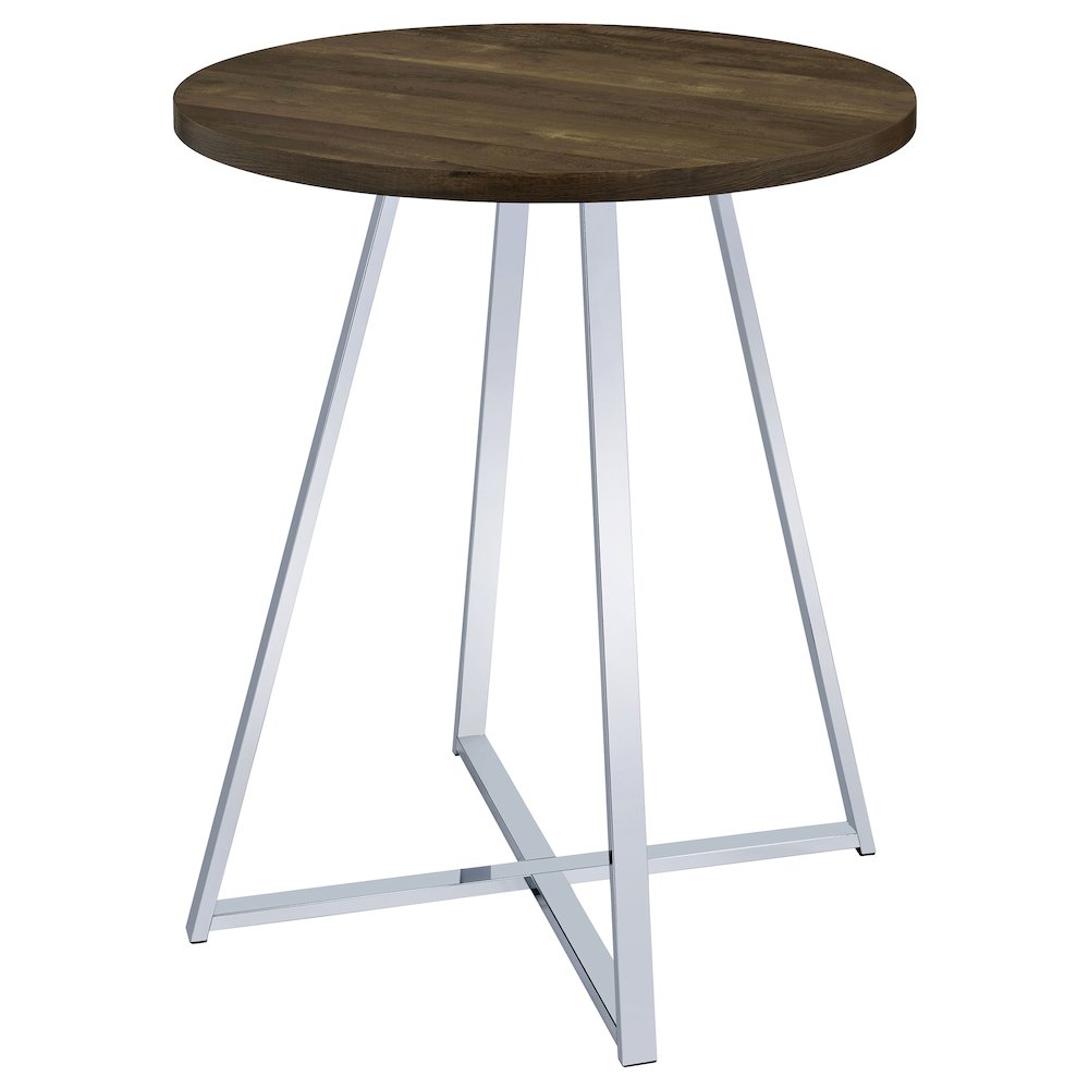 Burkhart Round 35-inch Pub Height Bistro Bar Table Brown Oak. Picture 4