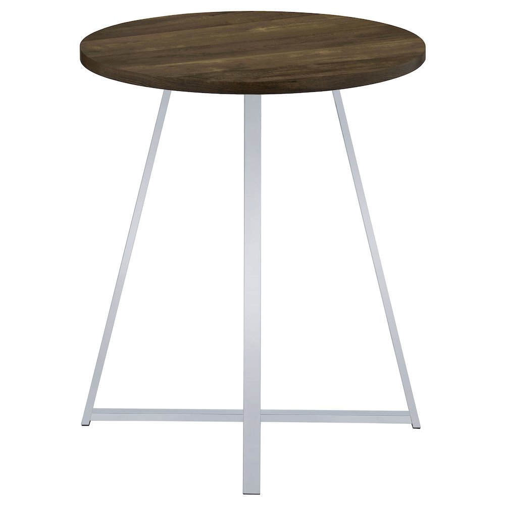 Burkhart Round 35-inch Pub Height Bistro Bar Table Brown Oak. Picture 5