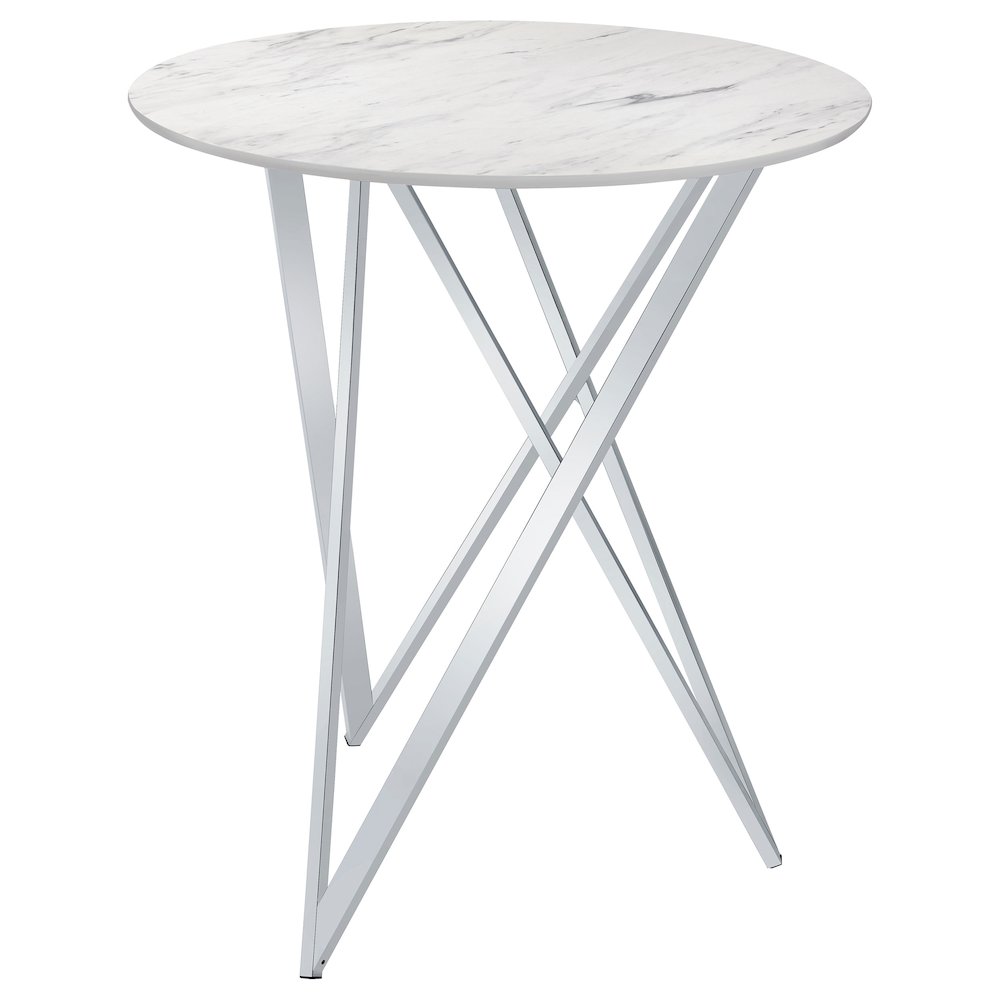 Bexter Round 35-inch Faux Marble Bistro Bar Table Chrome. Picture 1