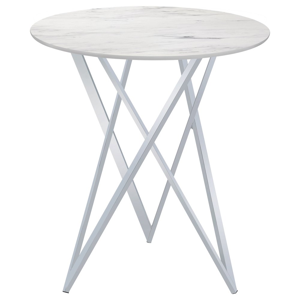 Bexter Round 35-inch Faux Marble Bistro Bar Table Chrome. Picture 3