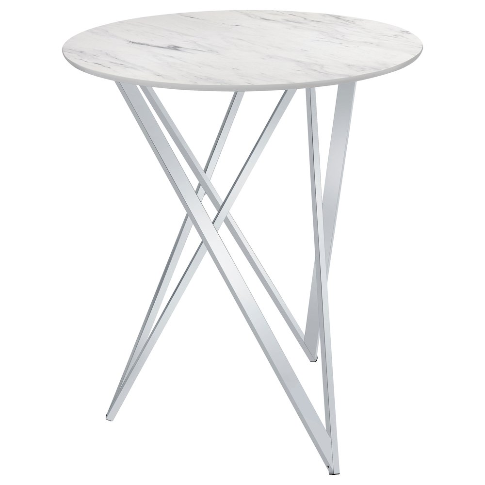Bexter Round 35-inch Faux Marble Bistro Bar Table Chrome. Picture 4
