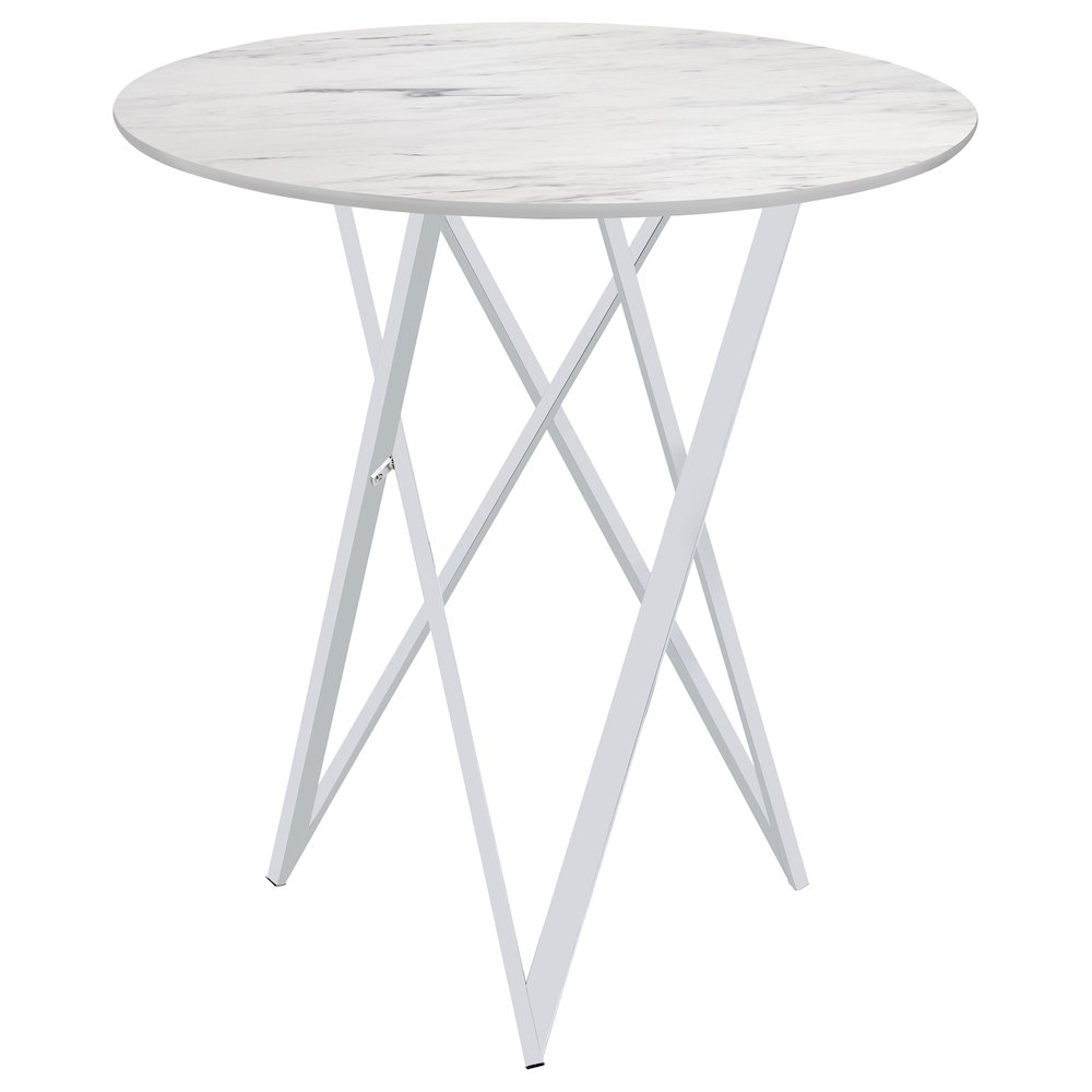 Bexter Round 35-inch Faux Marble Bistro Bar Table Chrome. Picture 5