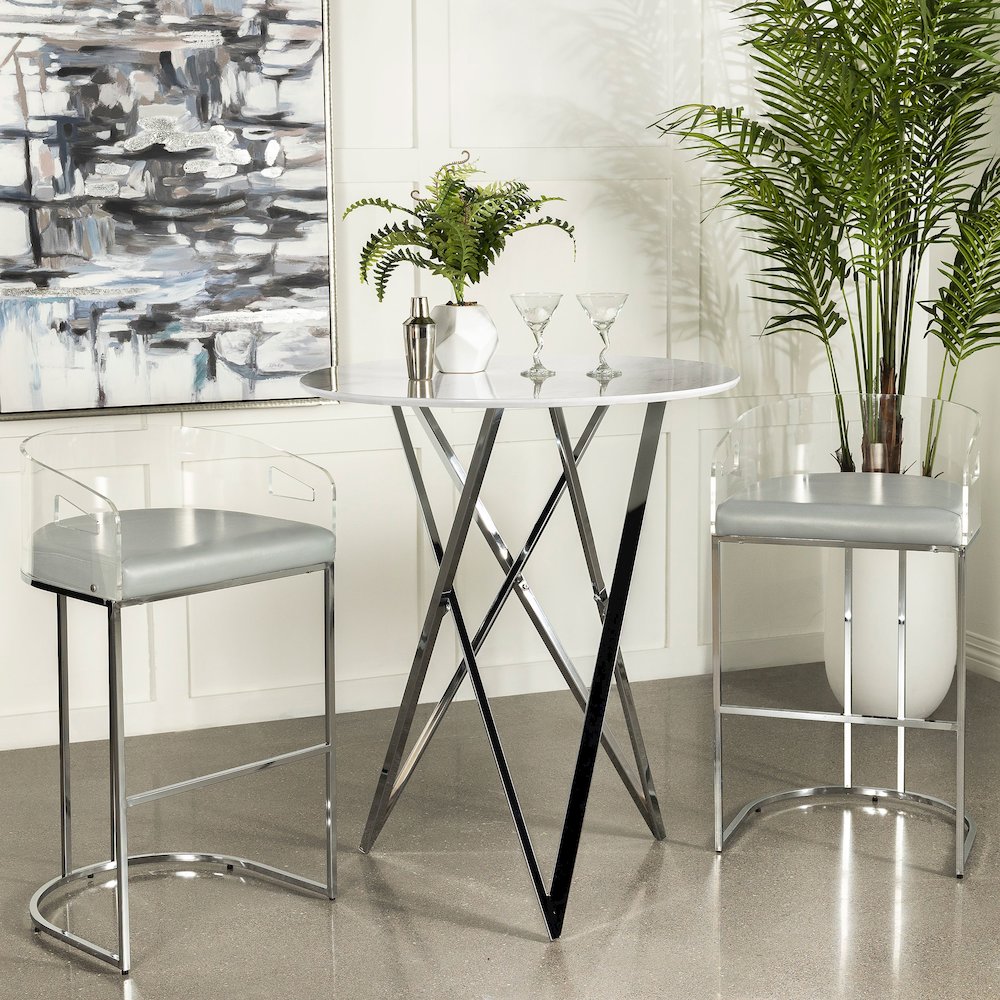 Bexter Round 35-inch Faux Marble Bistro Bar Table Chrome. Picture 8