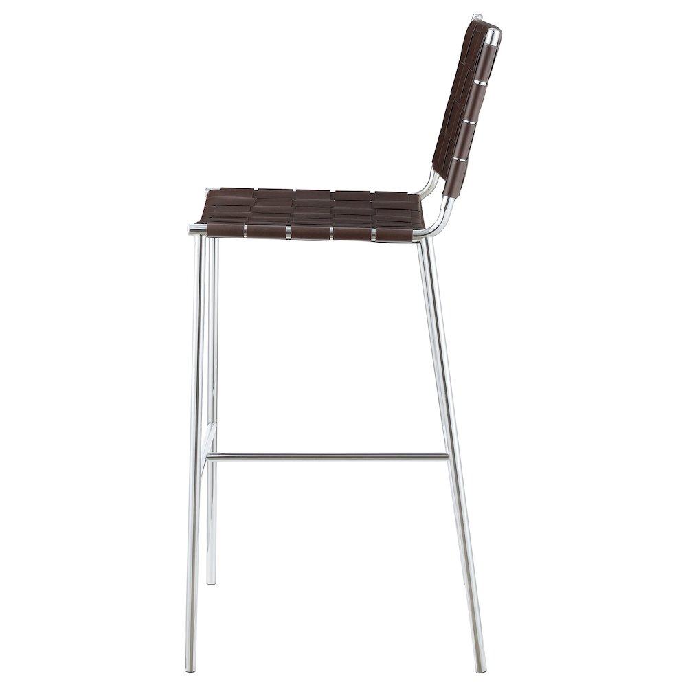 Adelaide Upholstered Pub Height Bar Stool Brown and Chrome. Picture 5