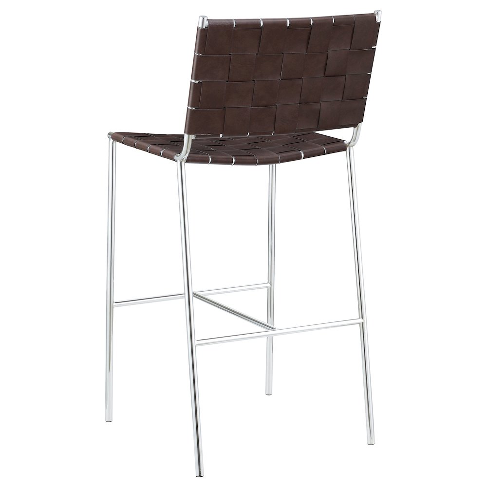 Adelaide Upholstered Pub Height Bar Stool Brown and Chrome. Picture 6
