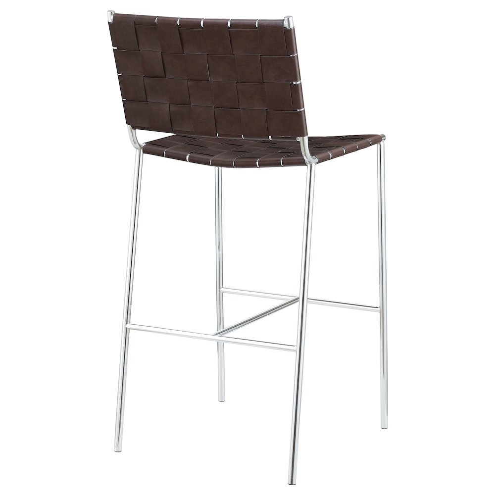 Adelaide Upholstered Pub Height Bar Stool Brown and Chrome. Picture 7