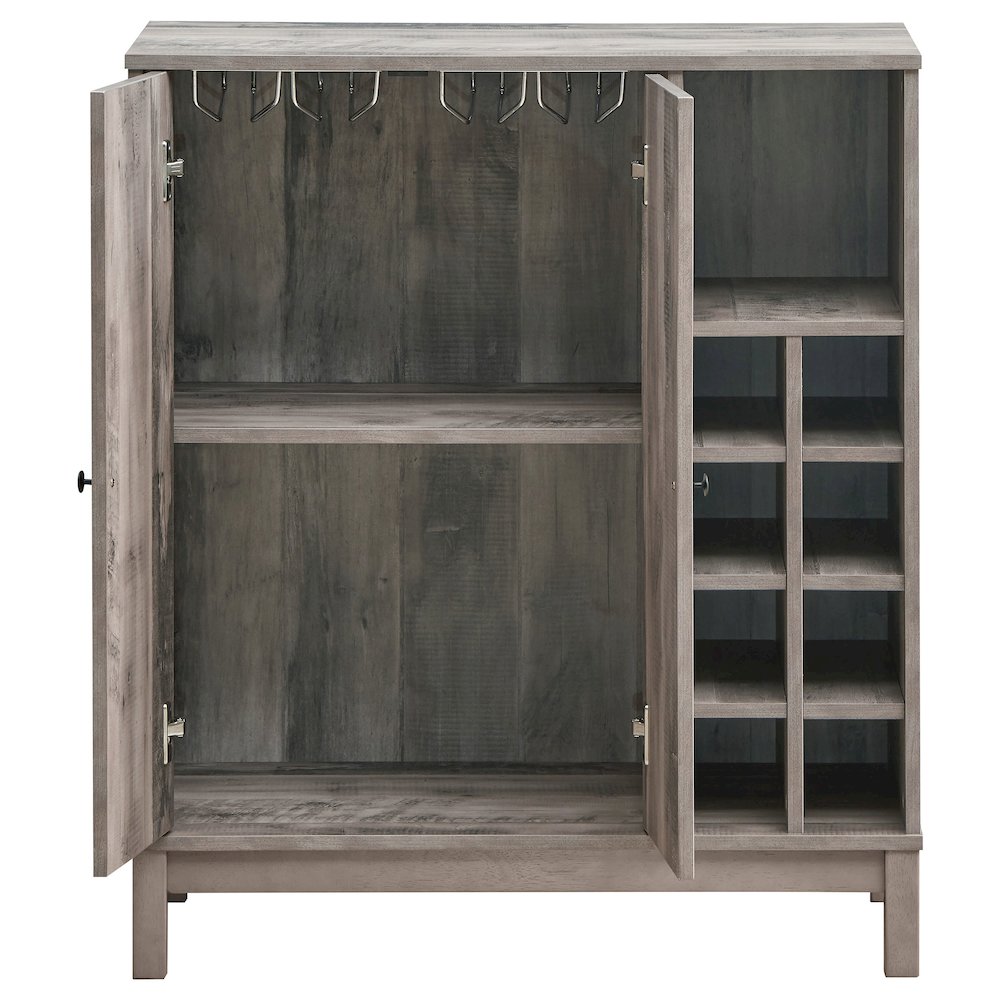 Cheyenne 2-door Home Bar Wine Cabinet Weathered Acacia. Picture 5