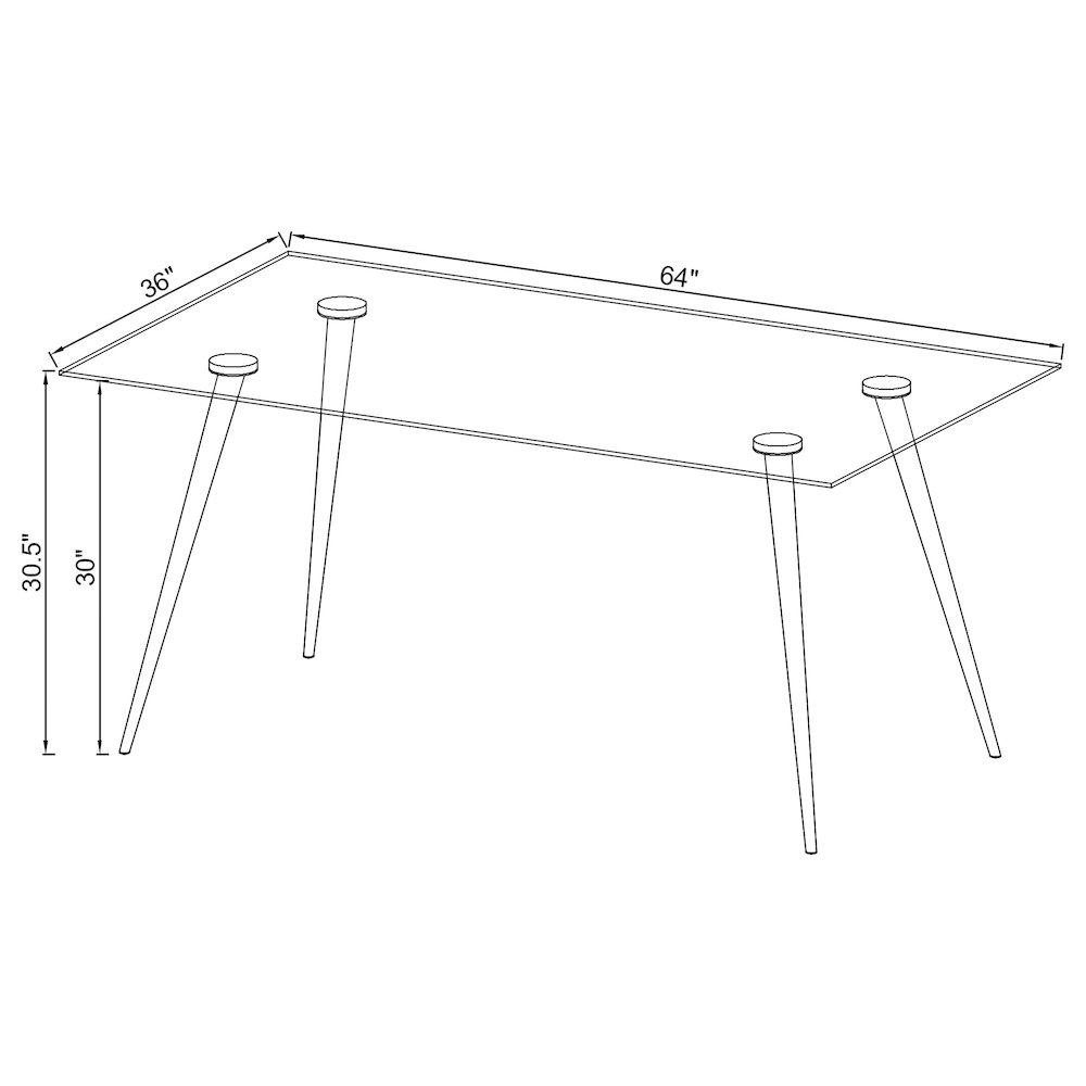 Gilman Rectangular 64-inch Glass Top Dining Table Chrome. Picture 8
