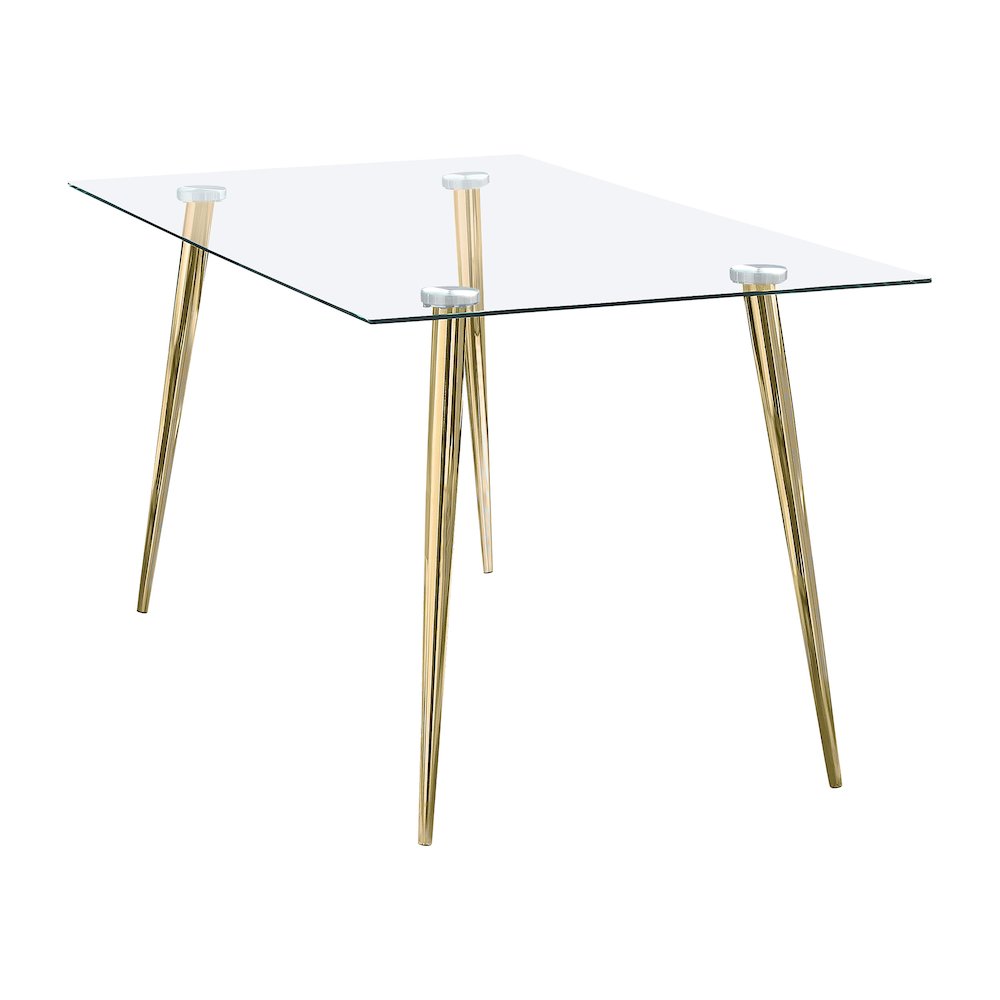 Gilman Rectangular 64-inch Glass Top Dining Table Gold. Picture 4
