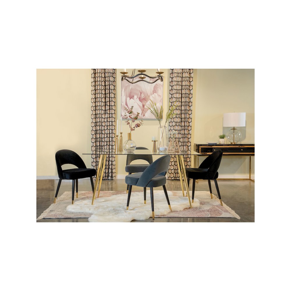 Gilman Rectangular 64-inch Glass Top Dining Table Gold. Picture 7