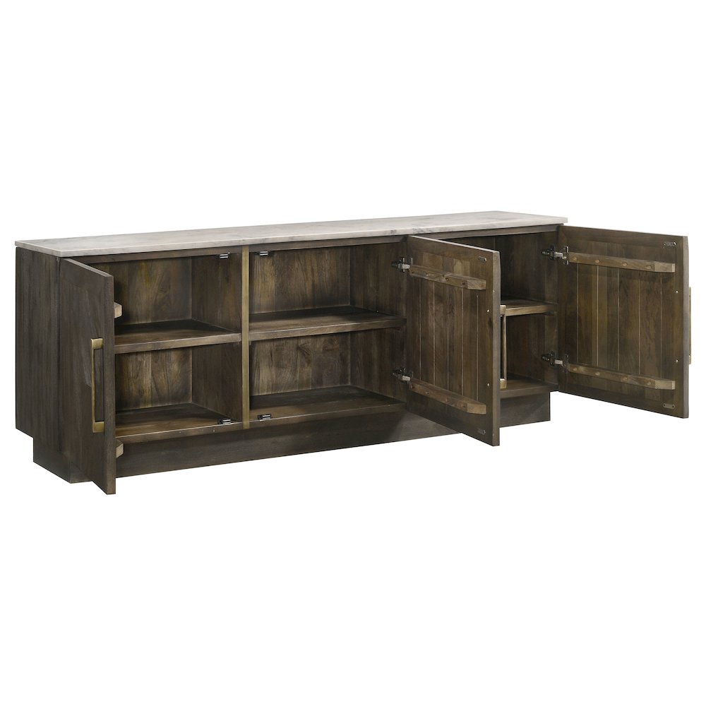 Dennis 3-door Marble Top Sideboard Buffet Tobacco Grey. Picture 3