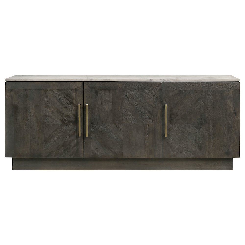 Dennis 3-door Marble Top Sideboard Buffet Tobacco Grey. Picture 4