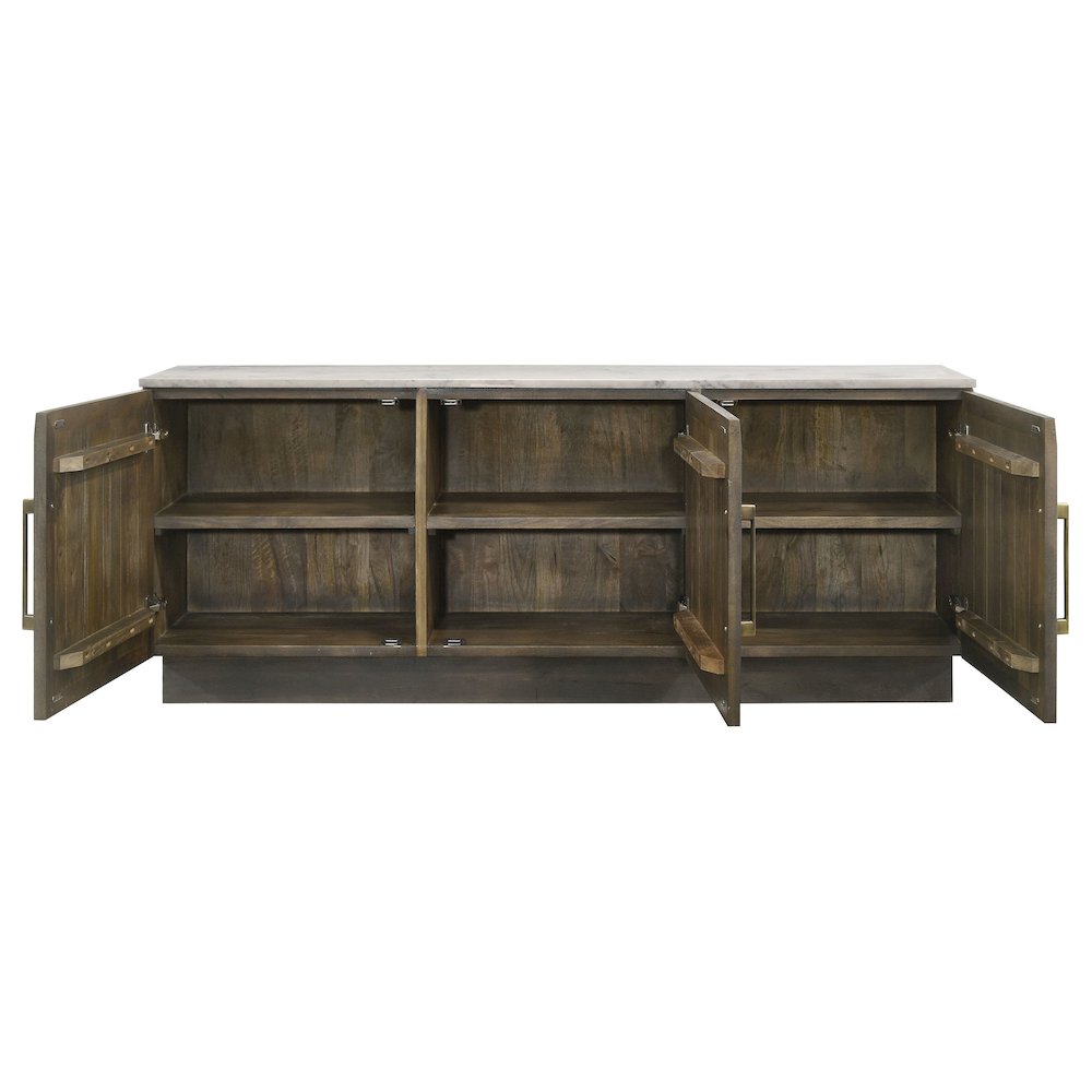 Dennis 3-door Marble Top Sideboard Buffet Tobacco Grey. Picture 5
