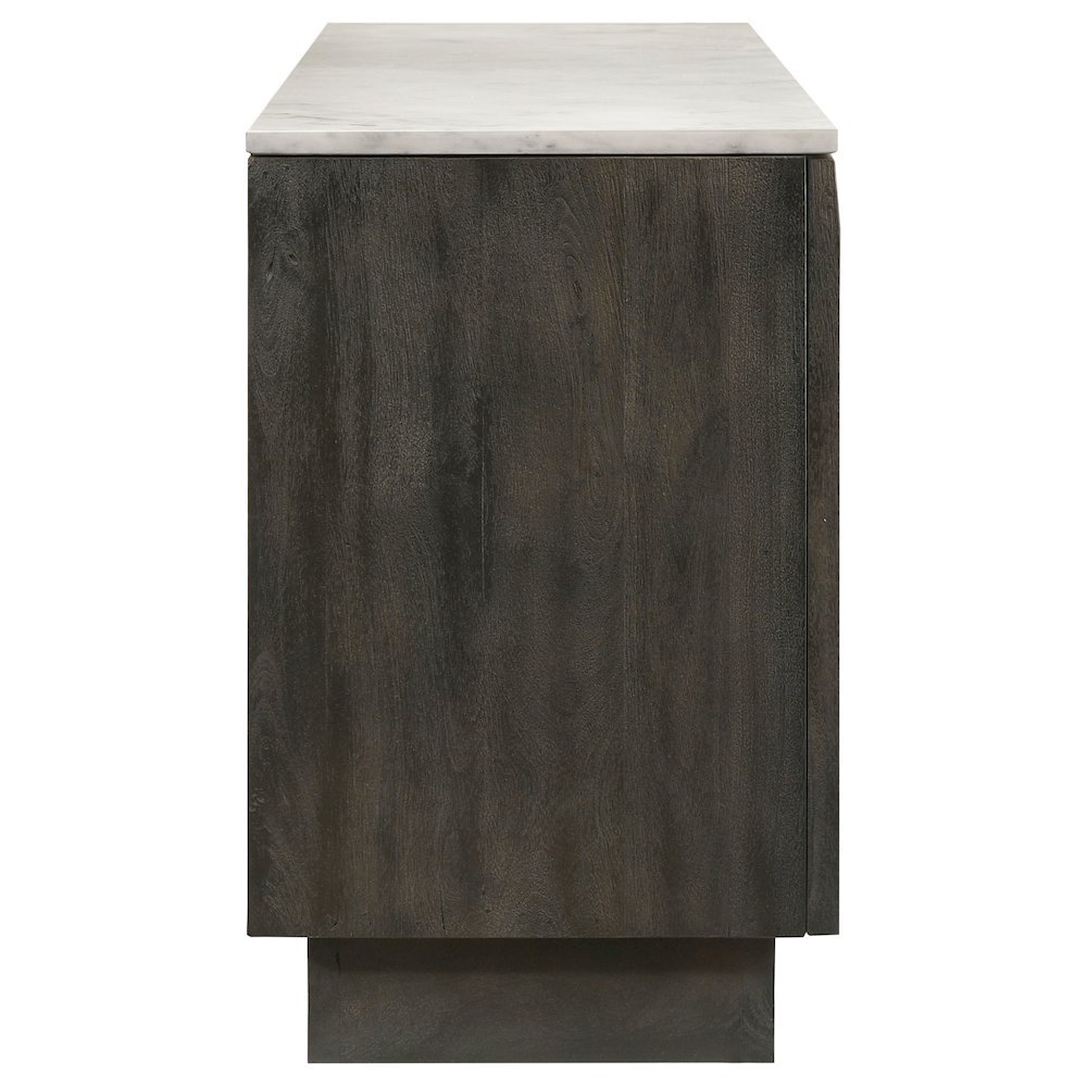 Dennis 3-door Marble Top Sideboard Buffet Tobacco Grey. Picture 6