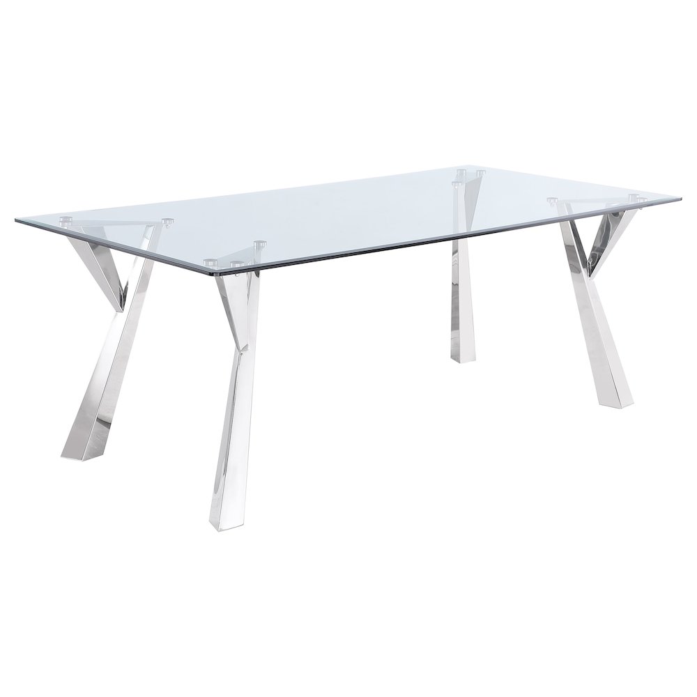 Alaia Rectangular 79-inch Glass Top Dining Table Chrome. Picture 1