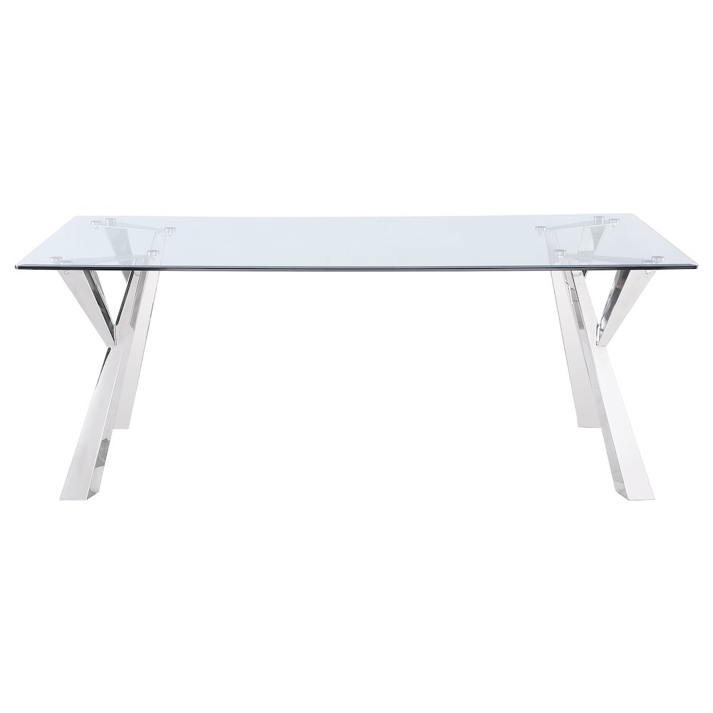 Alaia Rectangular 79-inch Glass Top Dining Table Chrome. Picture 3
