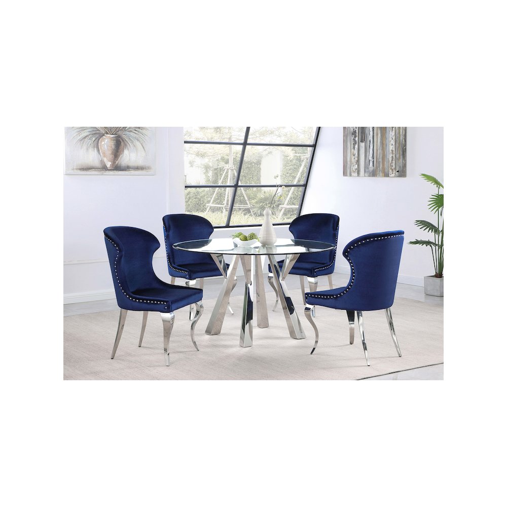 Cheyanne Upholstered Dining Side Chair Ink Blue (Set of 2). Picture 12