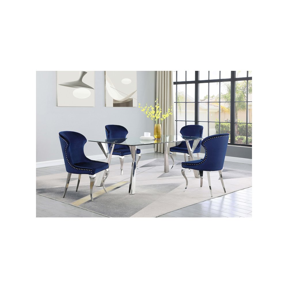 Cheyanne Upholstered Dining Side Chair Ink Blue (Set of 2). Picture 13