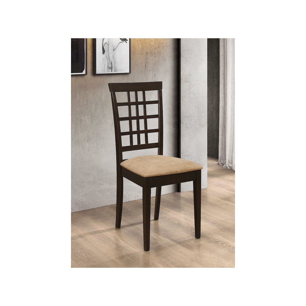 Kelso Lattice Back Dining Side Chair Cappuccino (Set of 2). Picture 10