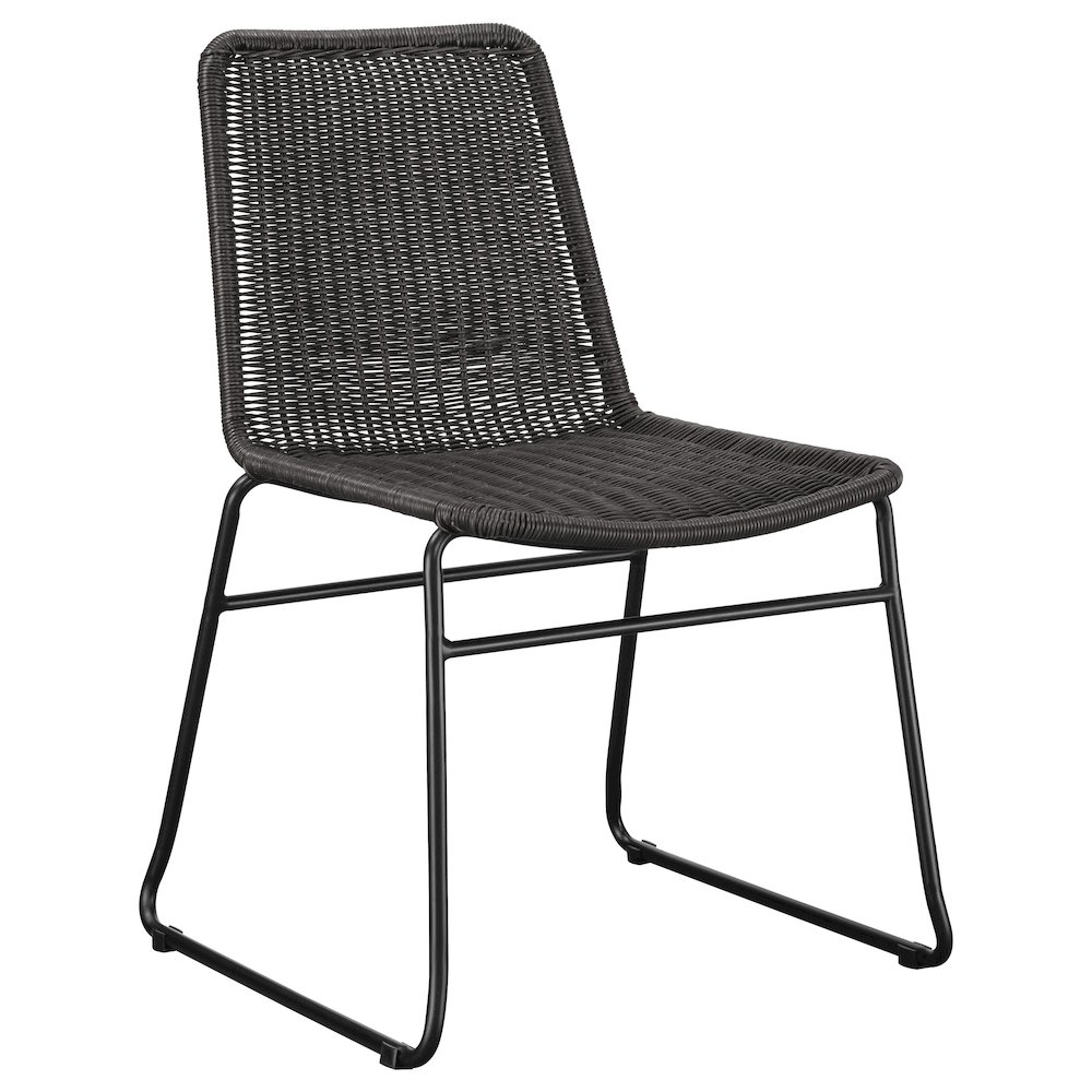 Dacy Faux Rattan Metal Dining Side Chair Brown (Set of 2). Picture 3