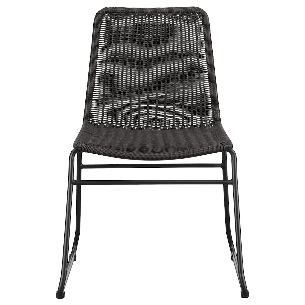 Dacy Faux Rattan Metal Dining Side Chair Brown (Set of 2). Picture 4