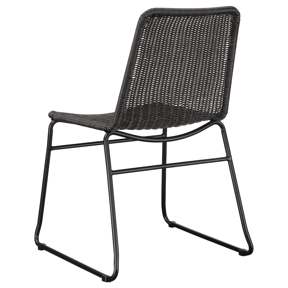 Dacy Faux Rattan Metal Dining Side Chair Brown (Set of 2). Picture 7