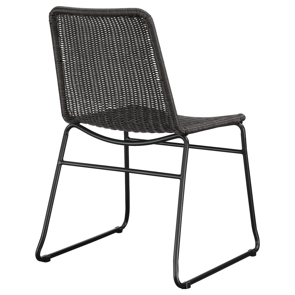 Dacy Faux Rattan Metal Dining Side Chair Brown (Set of 2). Picture 8