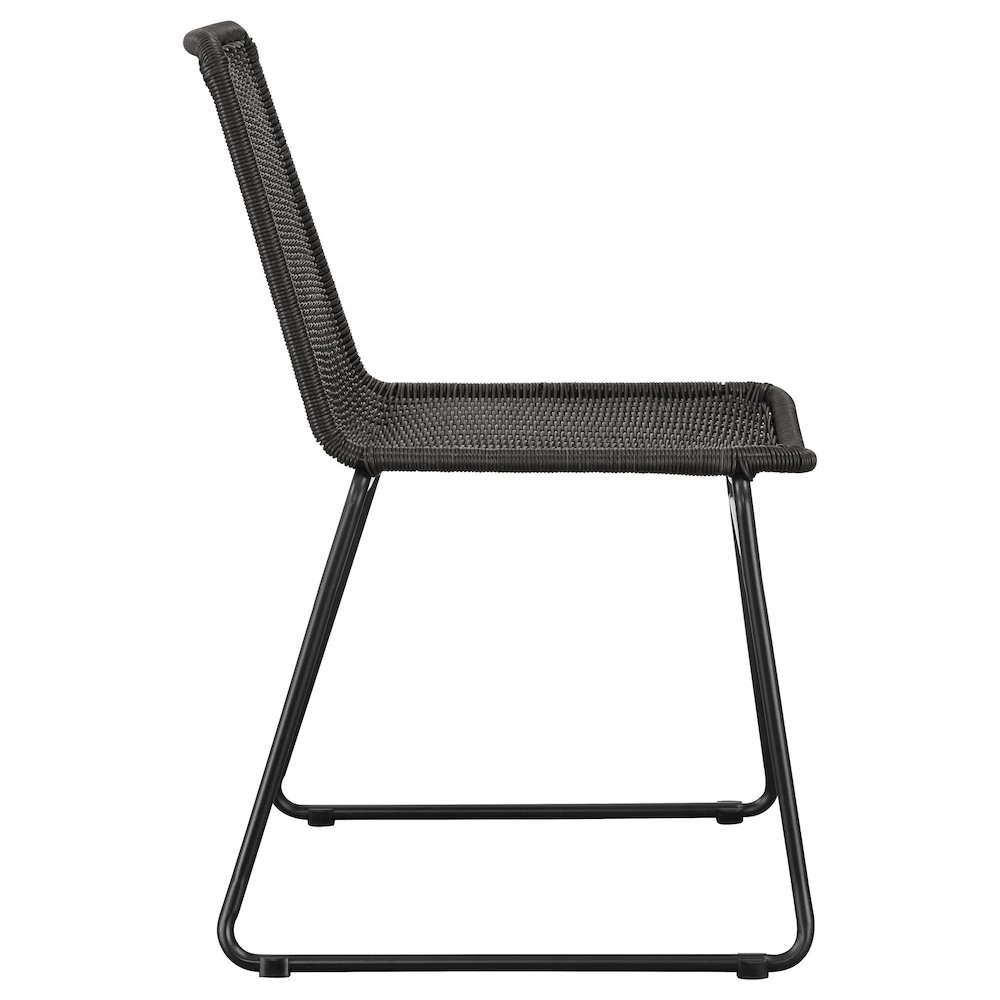 Dacy Faux Rattan Metal Dining Side Chair Brown (Set of 2). Picture 9