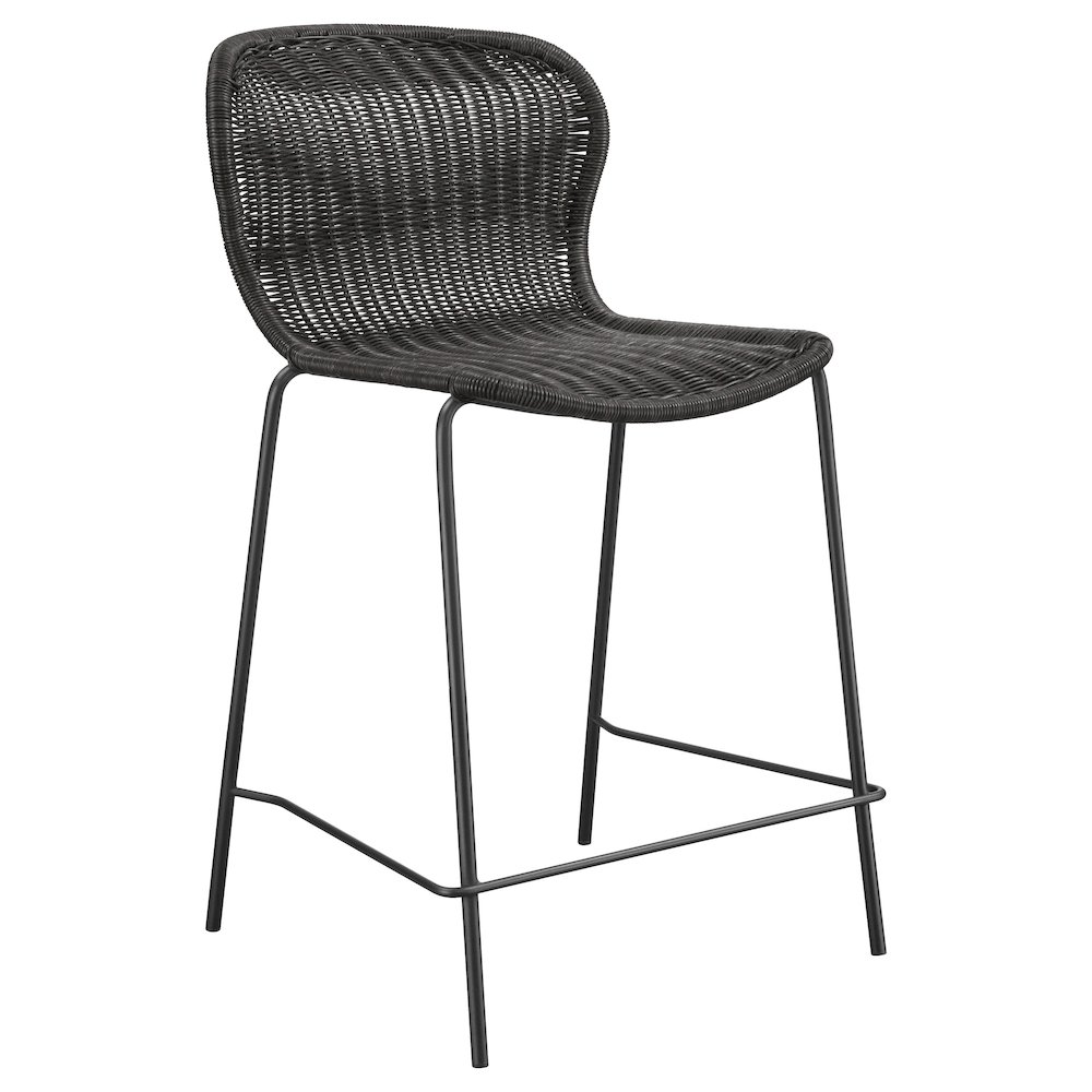 Mckinley Faux Rattan Metal Counter Chair Brown (Set of 2). Picture 3