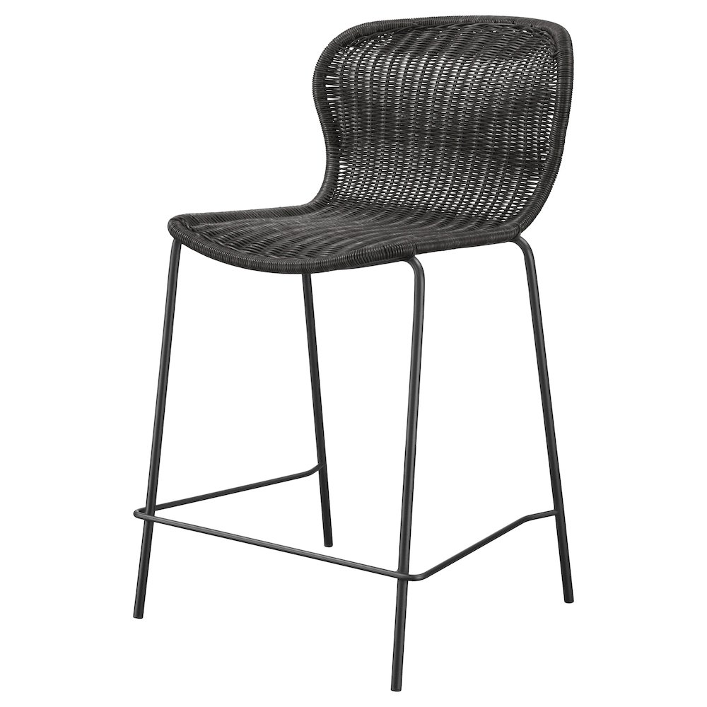 Mckinley Faux Rattan Metal Counter Chair Brown (Set of 2). Picture 5