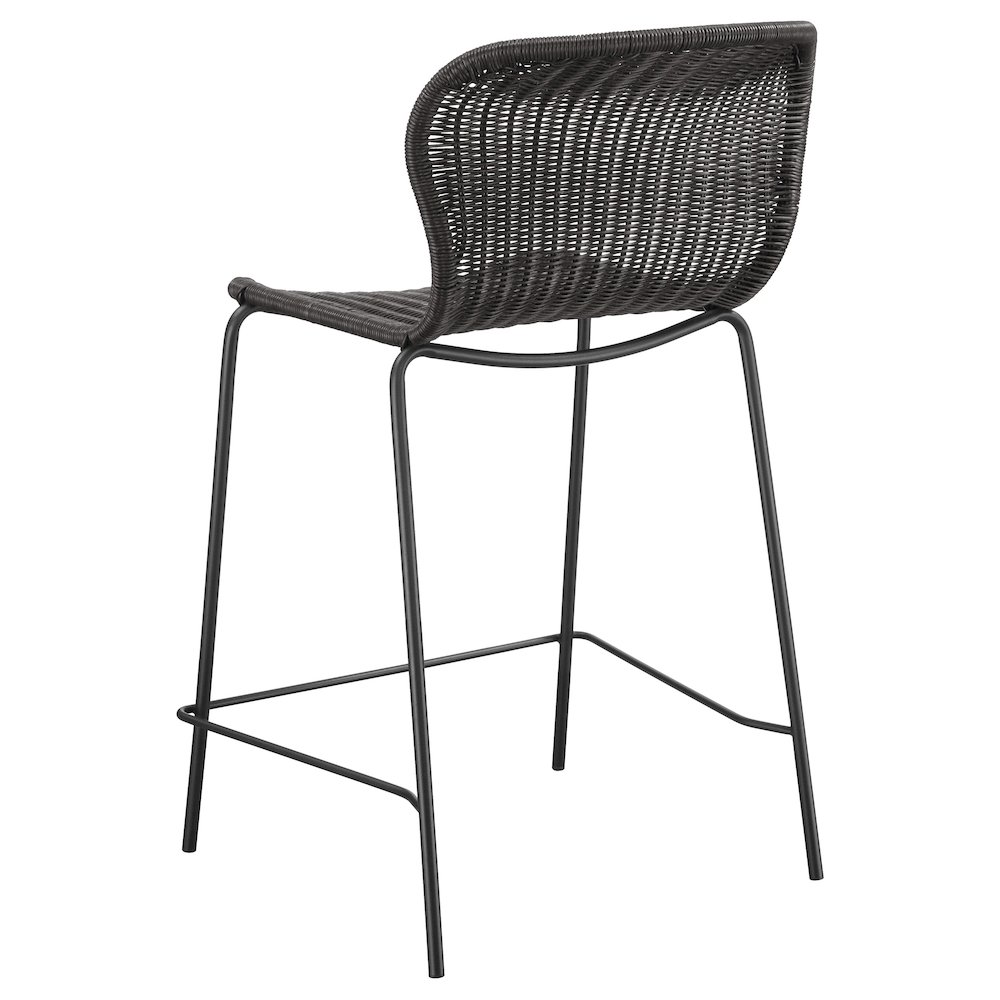 Mckinley Faux Rattan Metal Counter Chair Brown (Set of 2). Picture 7