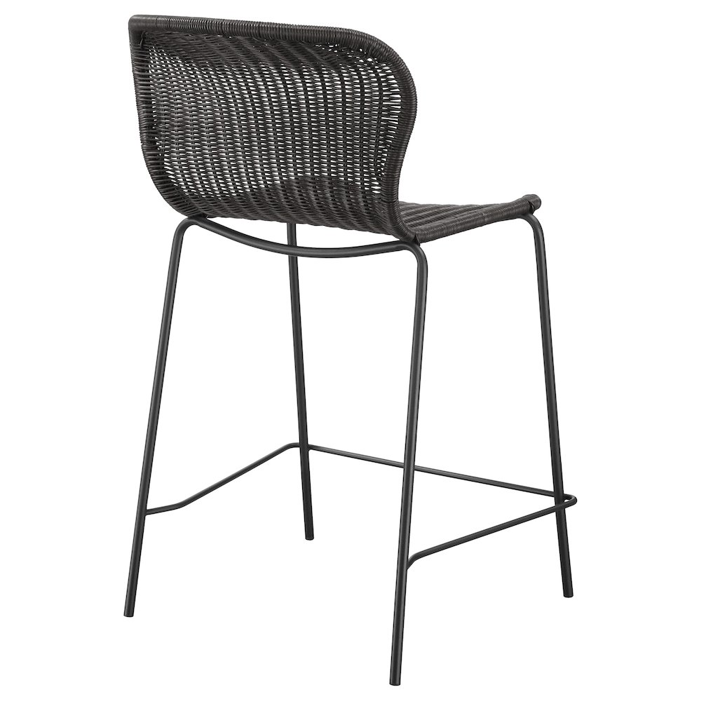 Mckinley Faux Rattan Metal Counter Chair Brown (Set of 2). Picture 8