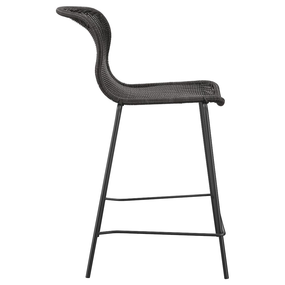 Mckinley Faux Rattan Metal Counter Chair Brown (Set of 2). Picture 9
