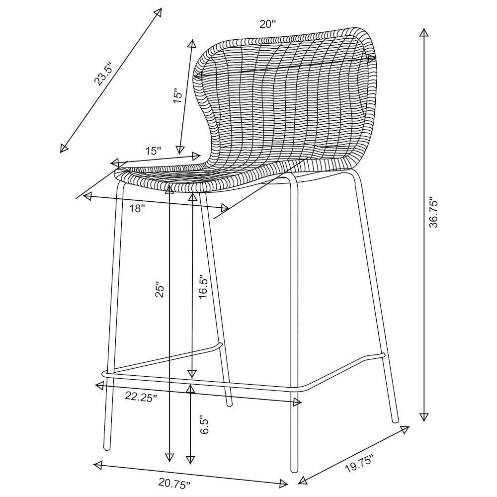 Mckinley Faux Rattan Metal Counter Chair Brown (Set of 2). Picture 12