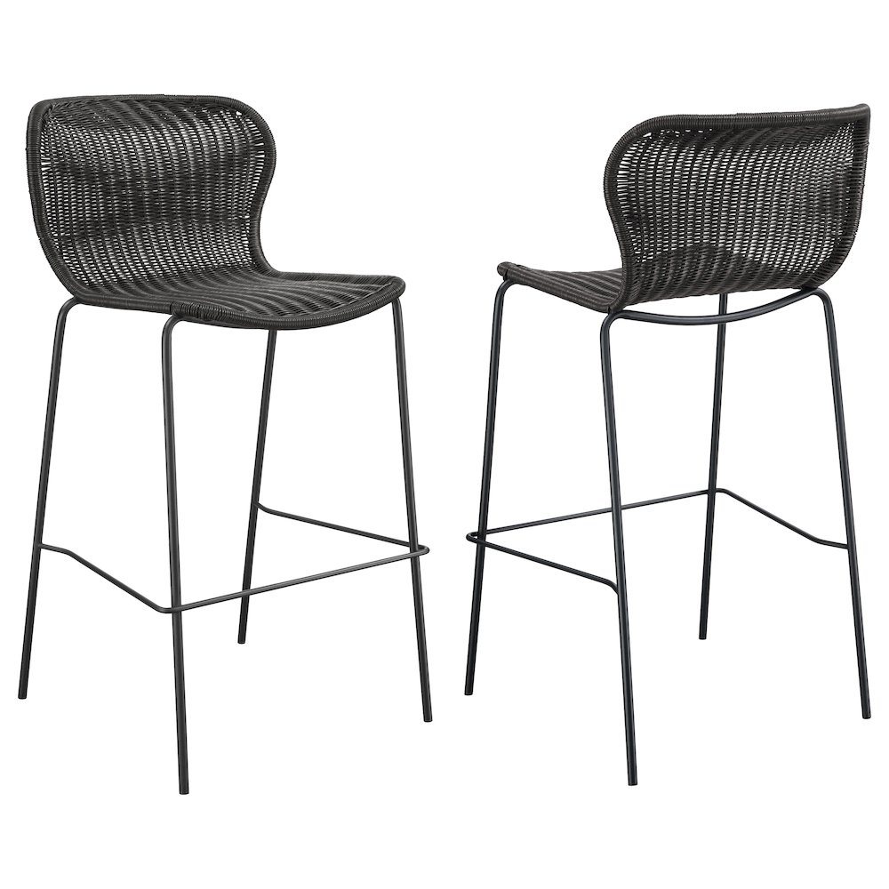Mckinley Faux Rattan Metal Bar Chair Brown (Set of 2). Picture 1
