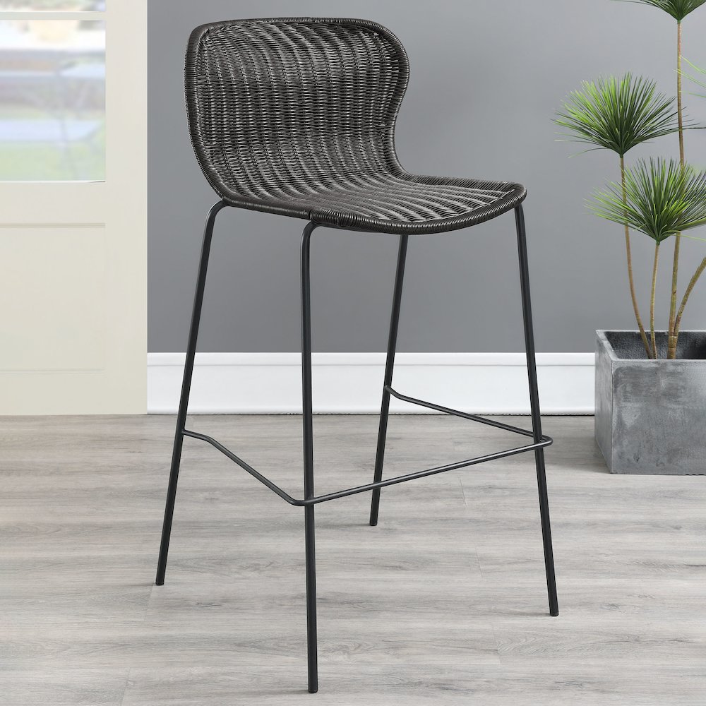 Mckinley Faux Rattan Metal Bar Chair Brown (Set of 2). Picture 10