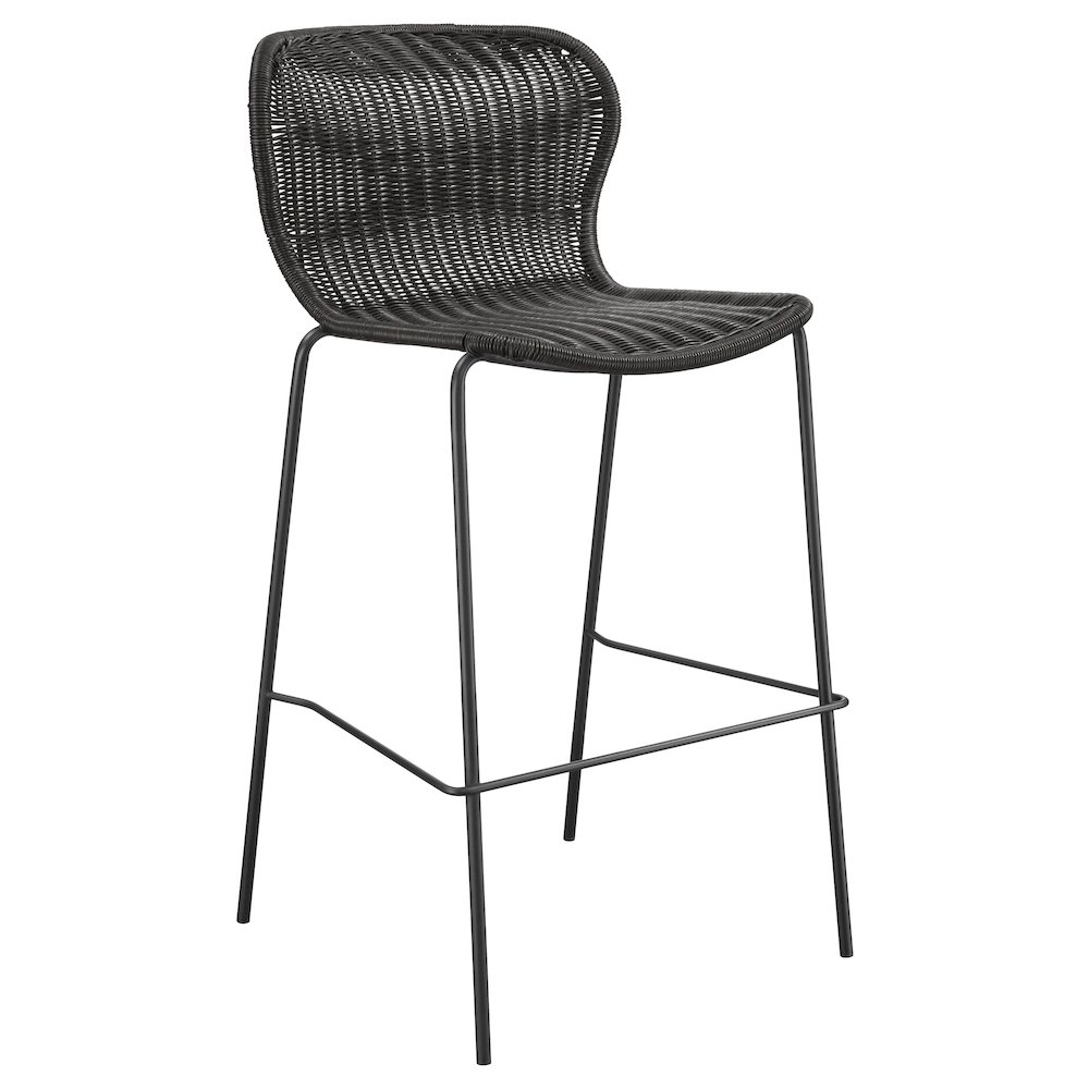 Mckinley Faux Rattan Metal Bar Chair Brown (Set of 2). Picture 3