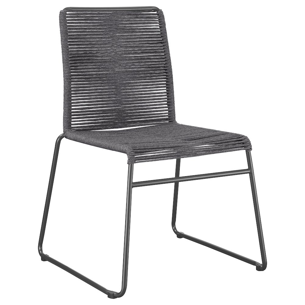 Jerome Woven Rope Stackable Side Chair Charcoal (Set of 2). Picture 3
