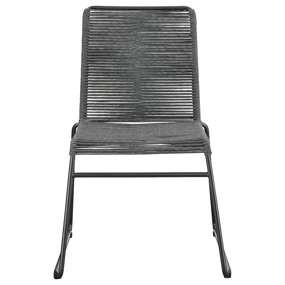 Jerome Woven Rope Stackable Side Chair Charcoal (Set of 2). Picture 4