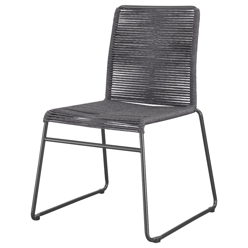 Jerome Woven Rope Stackable Side Chair Charcoal (Set of 2). Picture 5