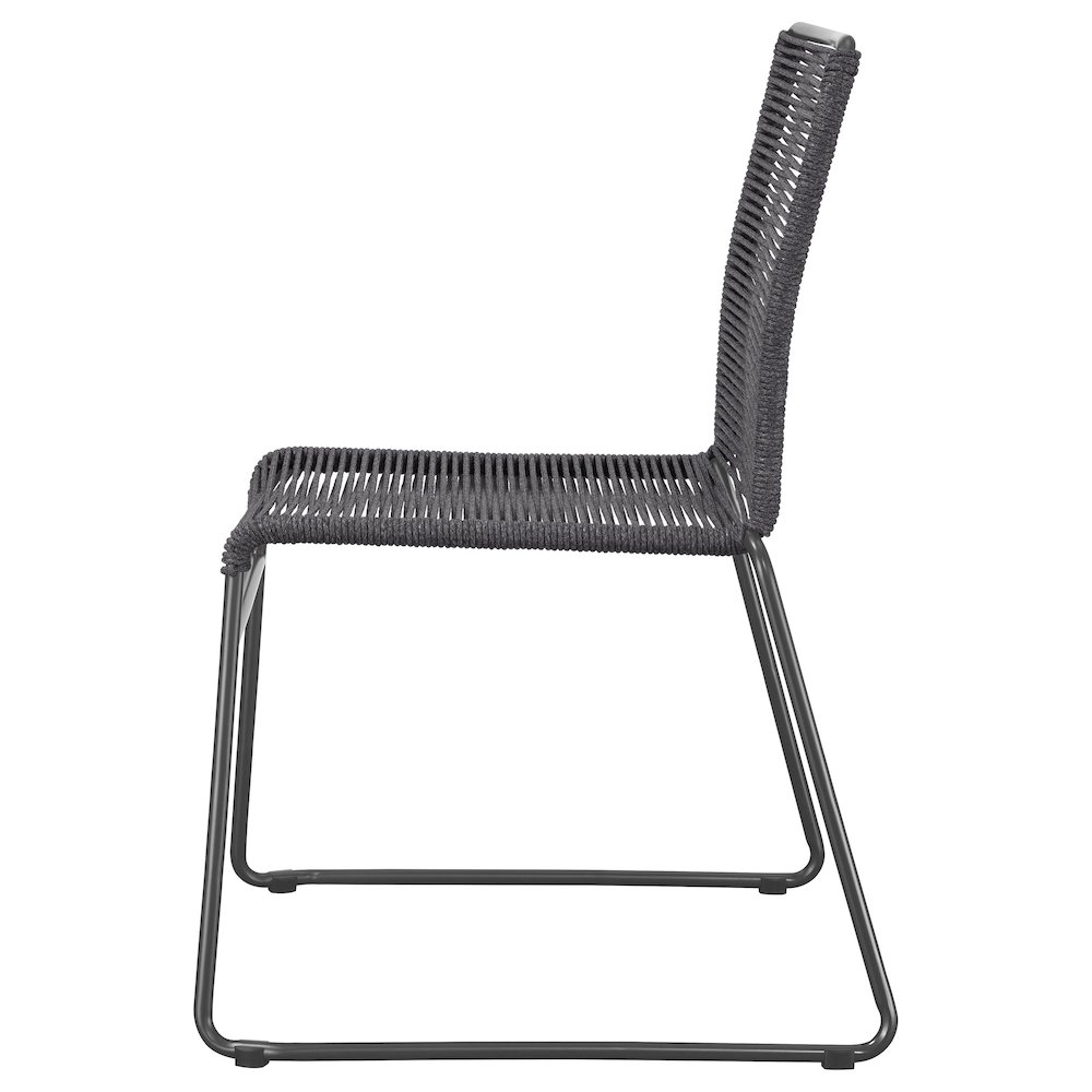 Jerome Woven Rope Stackable Side Chair Charcoal (Set of 2). Picture 6