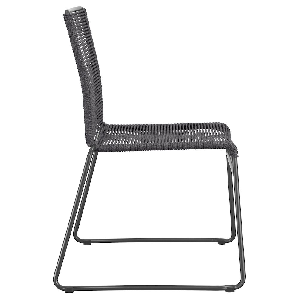 Jerome Woven Rope Stackable Side Chair Charcoal (Set of 2). Picture 9