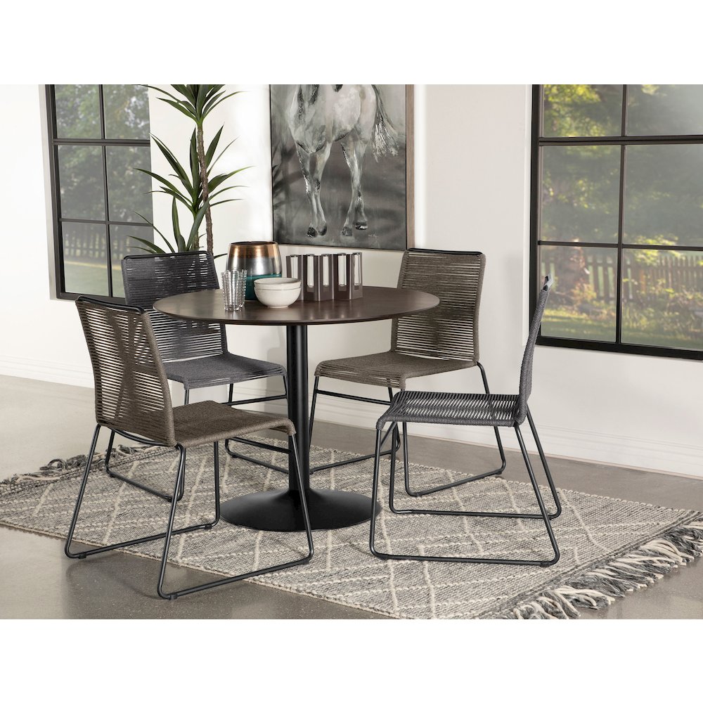 Jerome Woven Rope Stackable Side Chair Charcoal (Set of 2). Picture 12