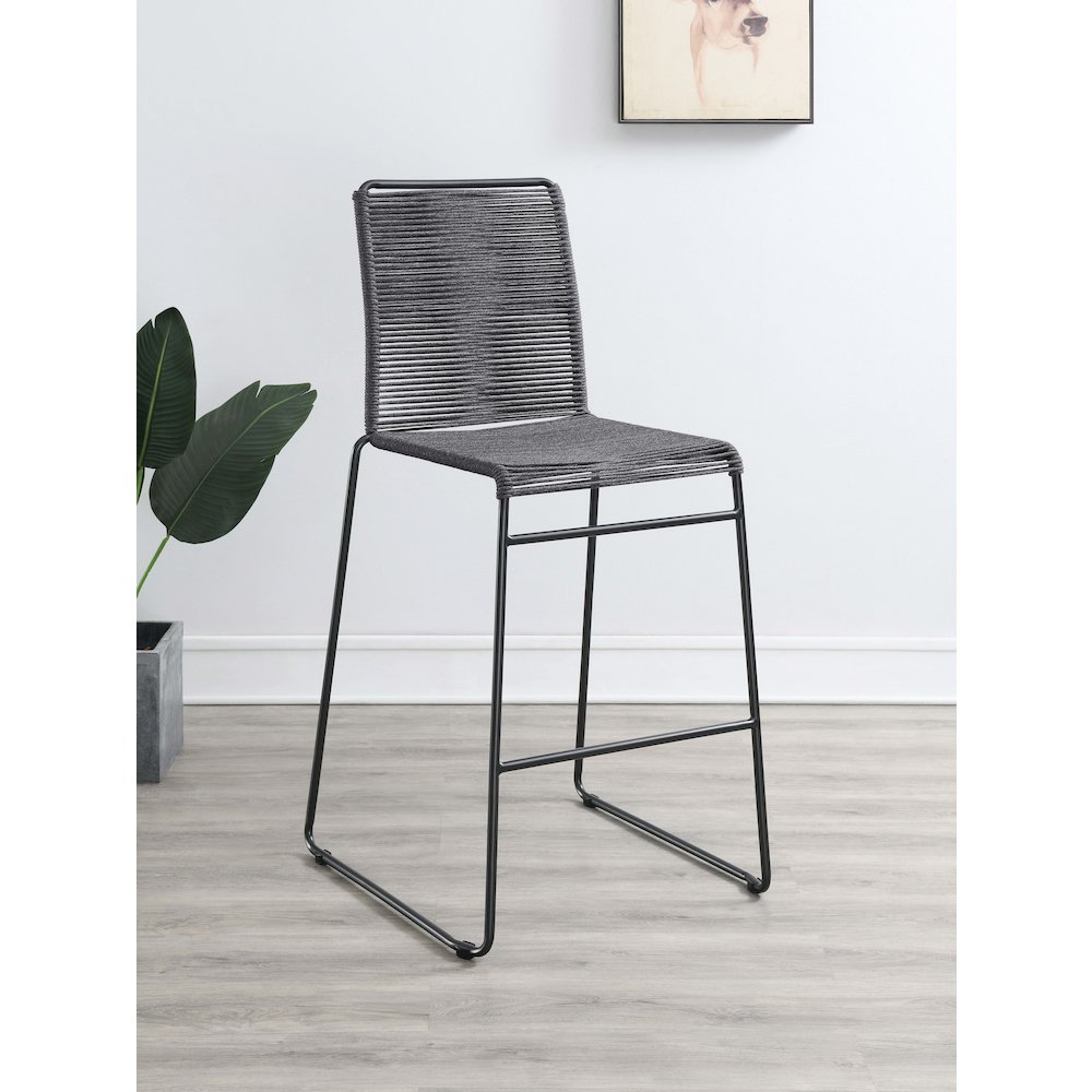 Jerome Woven Rope Metal Bar Chair Charcoal (Set of 2). Picture 10